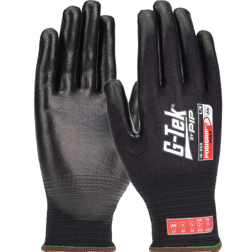 PIP G-Tek® PosiGrip MAX™ Seamless Knit PolyKor® Blended Glove with PosiGrip MAX™ Coating on Palm & Fingers - Touchscreen