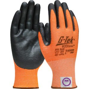 G-Tek® ECO Series™ Hi-Vis Seamless Knit A4 Dyneema® Diamond 2.0 Blended Glove with Nitrile Coated Foam Grip on Palm & Fingers