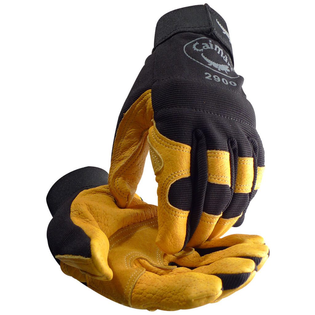 PIP Caiman® Gold Pig Grain Leather Palm with Black Spandex Back - Reinforced Leather Palm