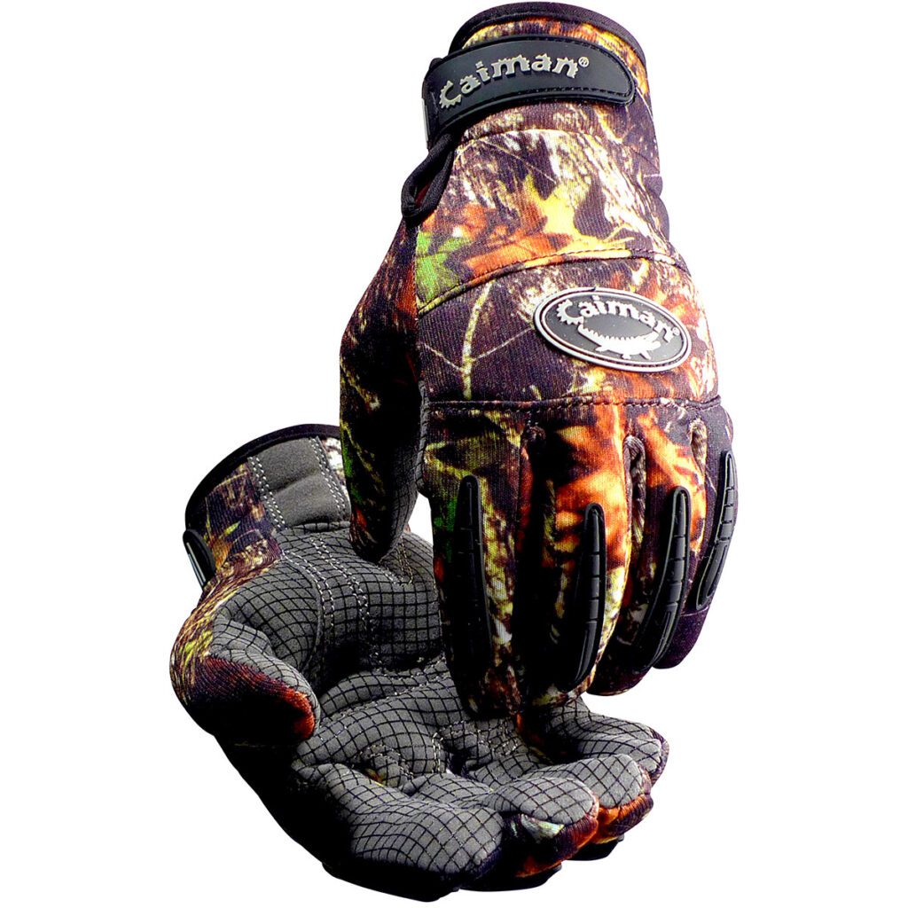 PIP Caiman® Synthetic Leather Silicone Grip Palm with Camouflage Print Fleece Back and Heatrac Insulation