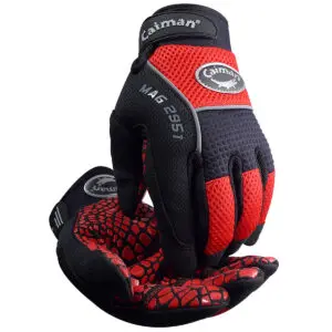 PIP Caiman® MAG™ Multi-Activity Glove with Synthetic Leather Padded Palm and Red AirMesh™ Back - Silicone Grip