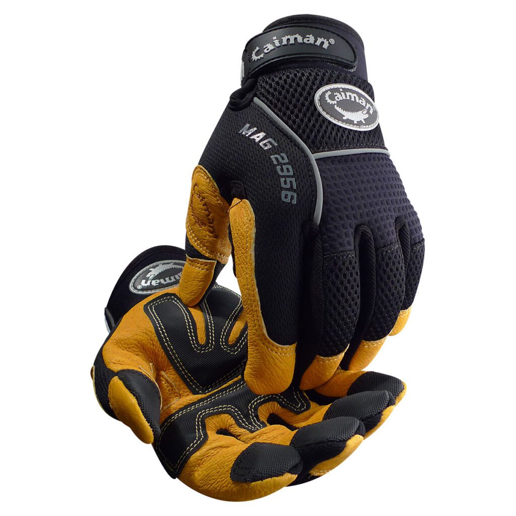 PIP Caiman® MAG™ Multi-Activity Glove with Goat Grain Leather Palm and Black AirMesh™ Back - Reinforced Palm Patches - Touchscreen