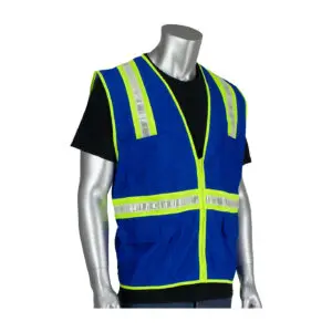 PIP® Non-ANSI Surveyor's Style Safety Vest with Solid Front/Mesh Back