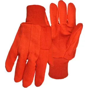 PIP® Hi-Vis Polyester/Cotton Corded Double Palm Glove with Nap-In Finish - Knit Wrist