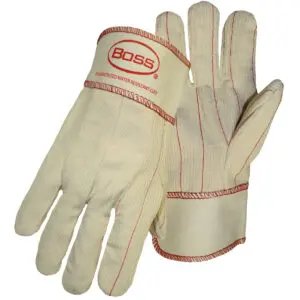 PIP Boss® Cotton Corded Double Palm Glove with Nap-In Finish - Rubberized Safety Cuff