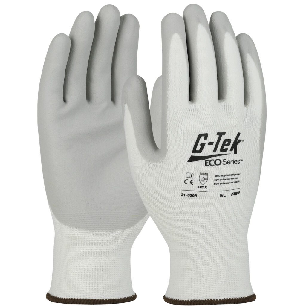 PIP G-Tek® ECO Series™ Seamless Knit Recycled Yarn / Spandex Blended Glove with Nitrile Coated Foam Grip on Palm & Fingers