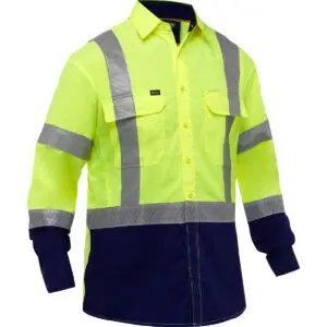 Bisley® X-Airflow™ ANSI Type R Class 3 Long Sleeve Work Shirt with X-Airflow™ and Navy Bottom