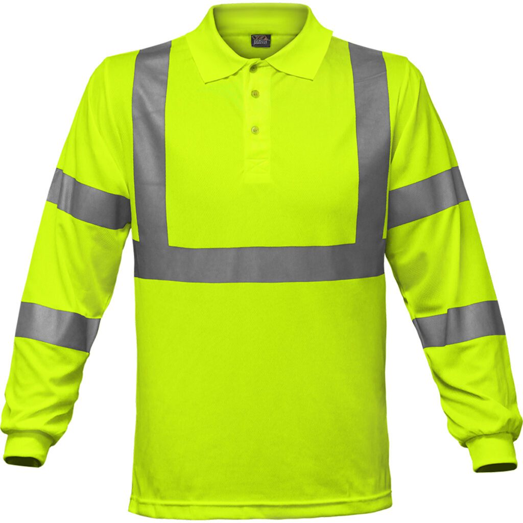 PIP Reflective Apparel™ ANSI Type R Class 3 Long Sleeve Moisture Wicking Polo Shirt with UPF 35 Sun Protection