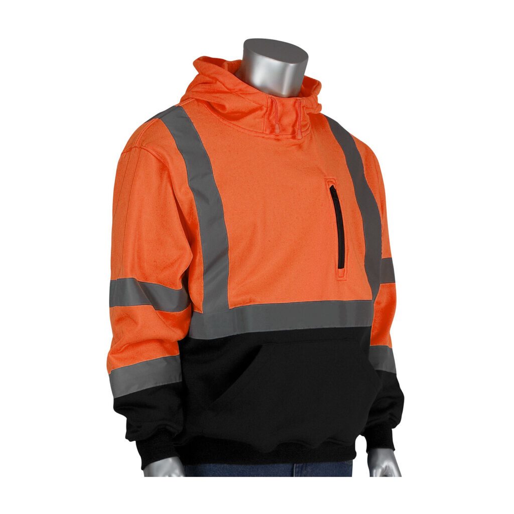 PIP® ANSI Type R Class 3 Hooded Pullover Sweatshirt with Black Bottom