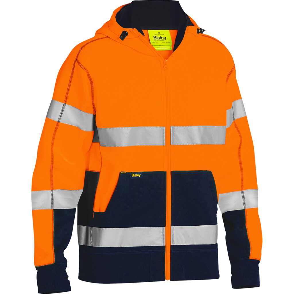 PIP Bisley® Multi-Season Workwear ANSI Type R Class 3 Full Zip Hooded Sweatshirt with Sherpa Lining