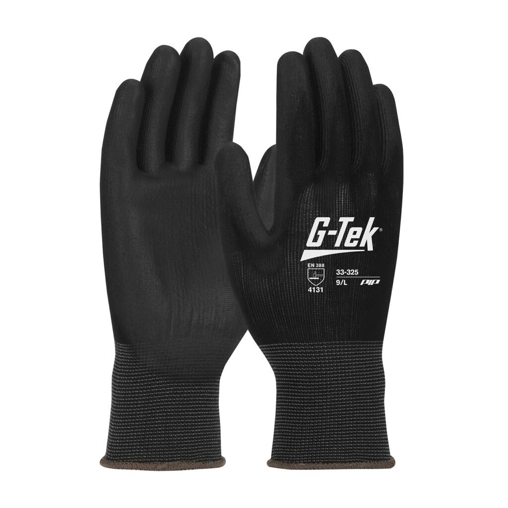 PIP G-Tek® Heavy Weight Seamless Knit Nylon Glove with Premium Thick Polyurethane Coated Flat Grip on Palm & Fingers
