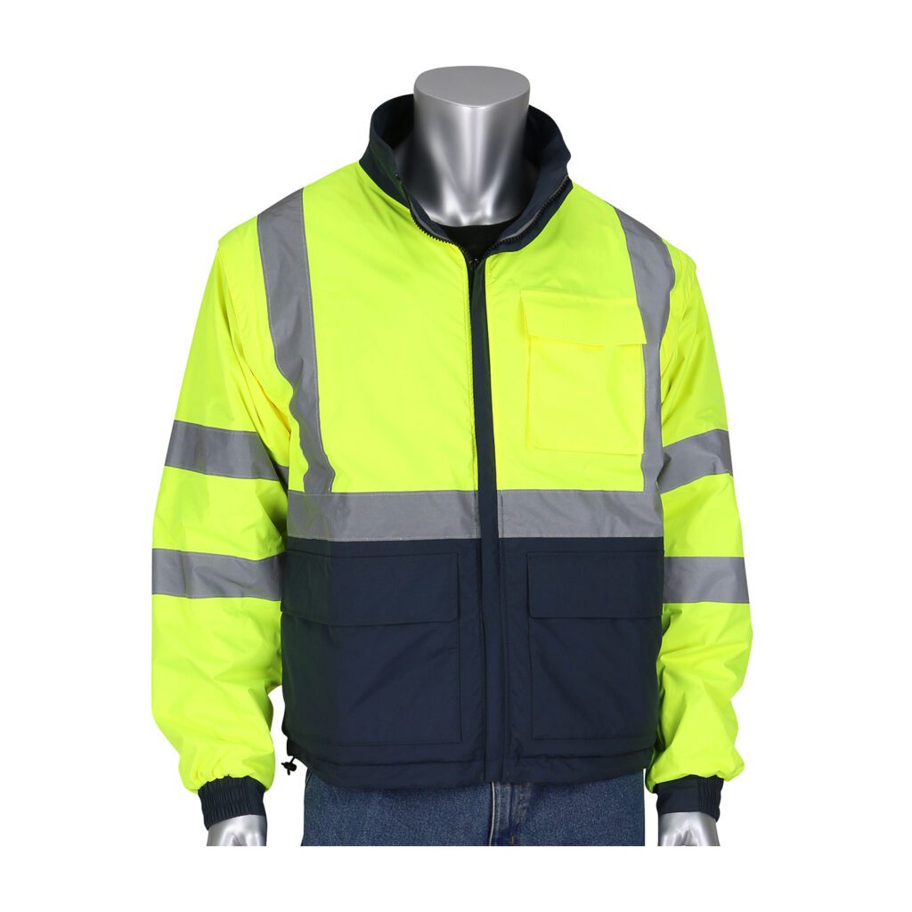 PIP® ANSI Type R Class 3 4-in-1 Reversible Dark Gray Bottom Multi-Seasonal Windbreaker with Detachable Sleeves