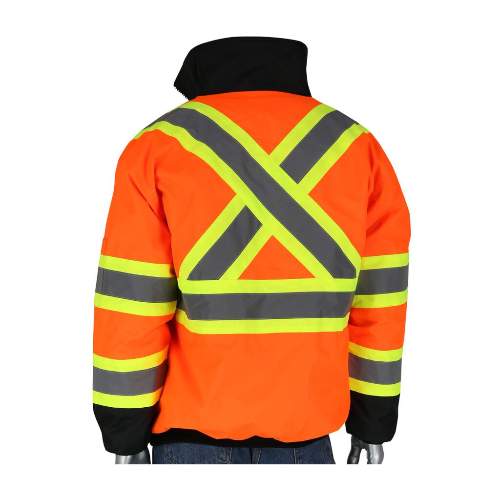 PIP® ANSI Type R Class 3 and CSA Z96 Two-Tone X-Back, Black Bottom Bomber Jacket