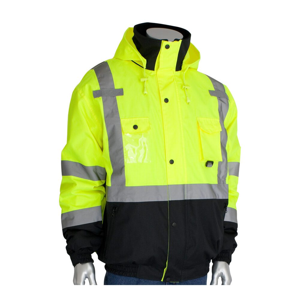 PIP® ANSI Type R Class 3 Rip Stop Premium Plus Bomber Jacket with Zip-Out Fleece Liner and "D" Ring Access