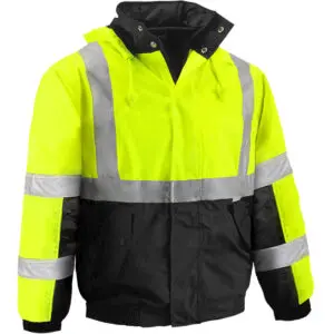 PIP Reflective Apparel™ ANSI Type R Class 3 Waterproof Black Bottom Bomber Jacket with Fleece Lining