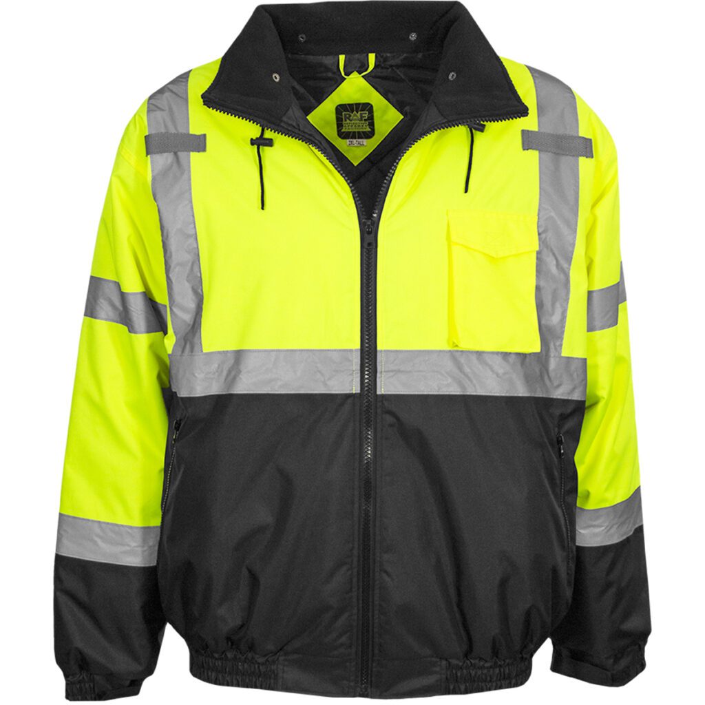 PIP Reflective Apparel™ ANSI Type R Class 3 Waterproof Black Bottom Bomber Jacket with Quilted Fleece Liner