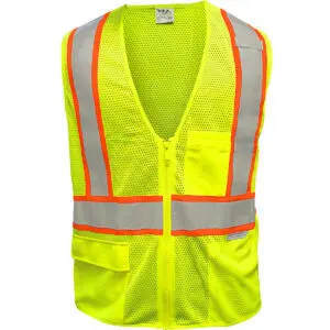 PIP Reflective Apparel™ ANSI Type R Class 2 Two-Tone Seven Pocket Mesh Breakaway Vest with X-Back