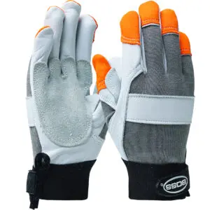 PIP Boss® Goatskin Leather Palm Glove with Split Cowhide Palm Patch and FR Nomex® Back - Orange FR Fingertips