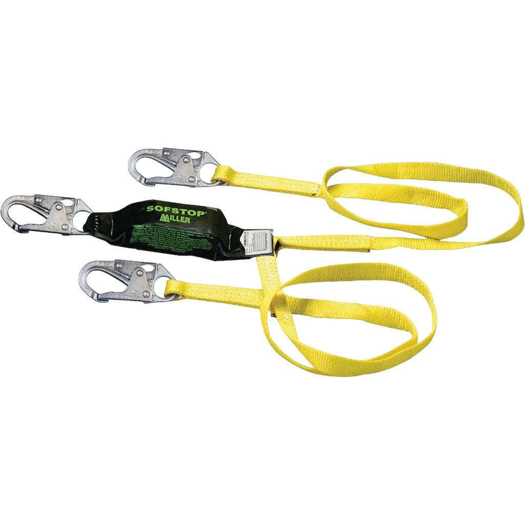 PIP Miller® SofStop® Single Leg Web Lanyard, with SofStop® Energy Absorber, and Locking Snap Hooks