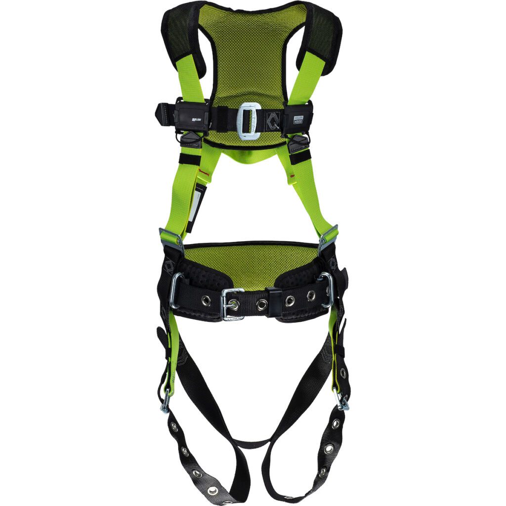 PIP Miller® H500 Construction Comfort Full-Body Harness, with 5 Points of Adjustment, with Back / Front D-Rings, and Belt, and Quick-Connect Chest & Leg Buckles