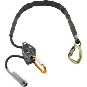 RIT Safety Solutions Lory Pro Work Pos./Descender with 1.5 M rope & ANSI Z359.12 Steel Carabiner and protective sheath