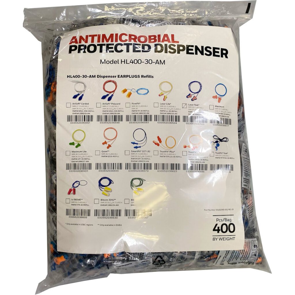 PIP Howard Leight™ Laser-Trak® Metal Detectable T-Shape Disposable Soft Polyurethane Foam Corded Ear Plugs - Dispenser Refill Pack - NRR 33