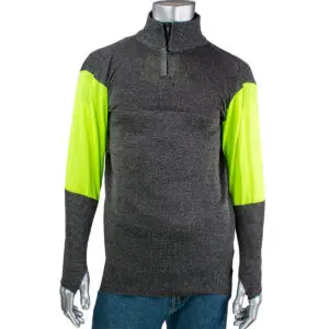 PIP Kut Gard® ATA® PreventWear™ ATA® Blended Cut Resistant 1/4 Zip Pullover with Hi-Vis Sleeves and Thumb Holes