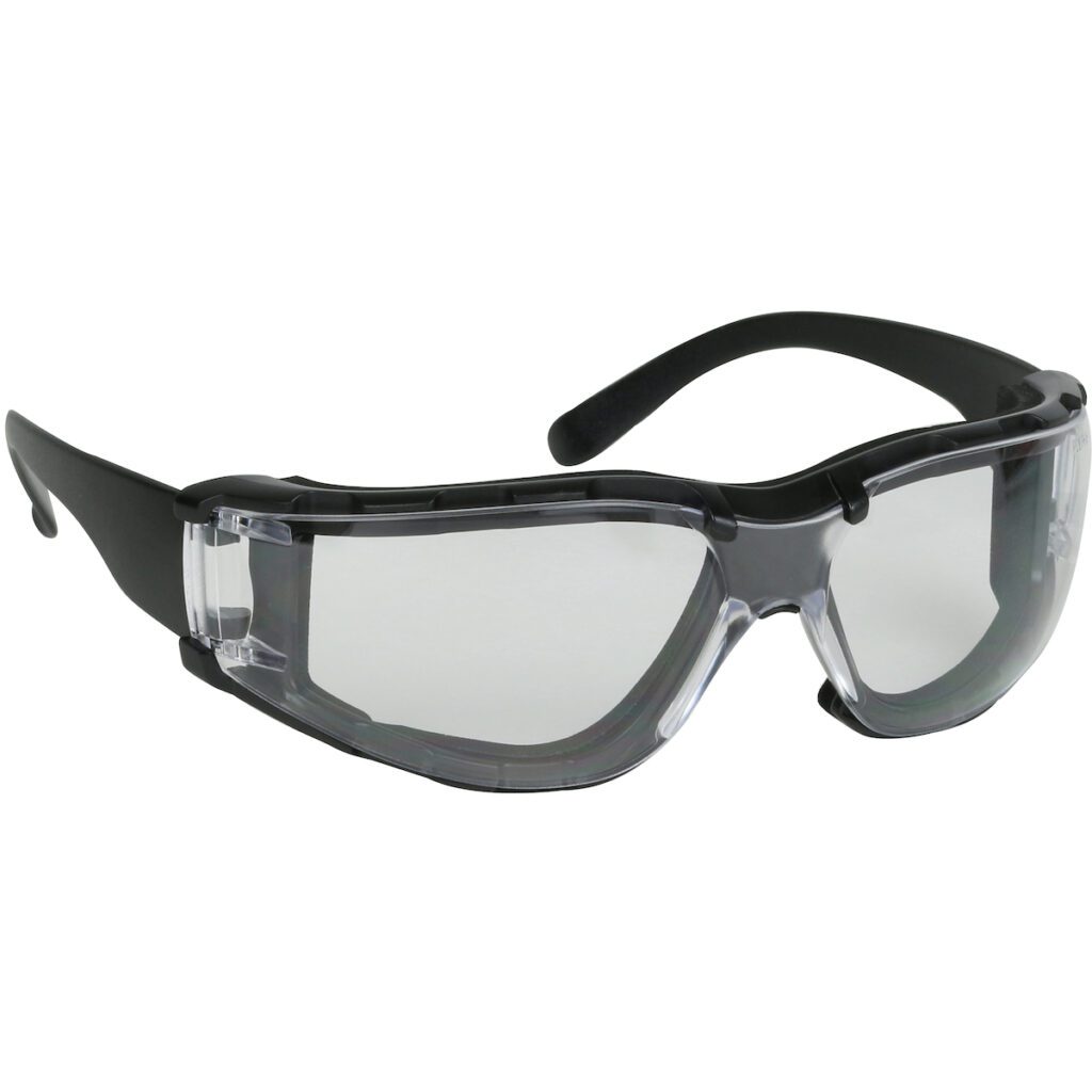 PIP Bouton® Optical Zenon Z11sm™ Foam Rimless Safety Glasses with Black Temple, Clear Lens, Foam Padding and Anti-Scratch / Anti-Fog Coating