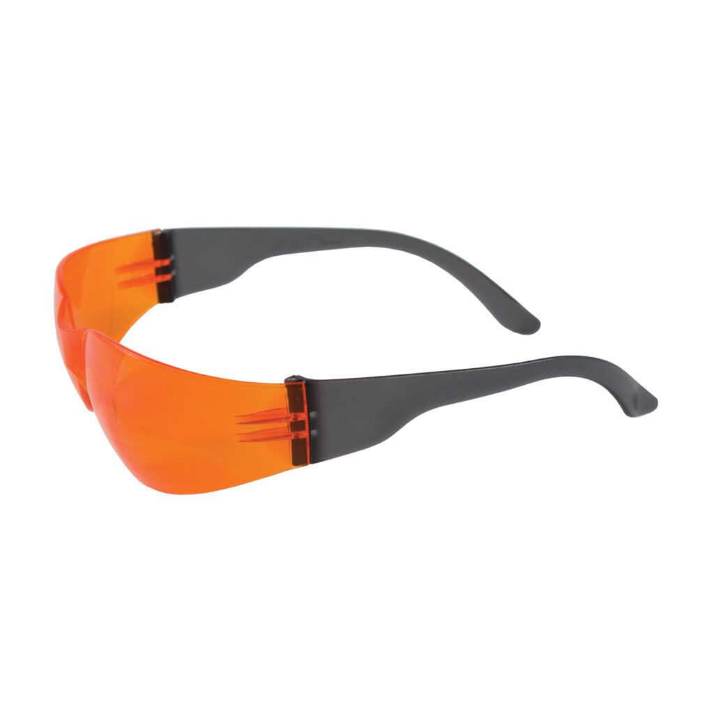 PIP Bouton® Optical Zenon Z12™ Rimless Safety Glasses with Black Temple, Orange Lens and Anti-Scratch Coating