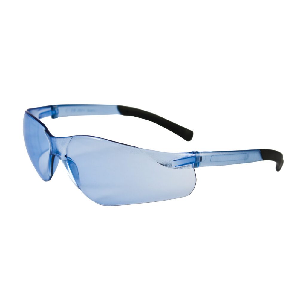 PIP Bouton® Optical Zenon Z13™ Rimless Safety Glasses with Light Blue Temple, Light Blue Lens and Anti-Scratch Coating