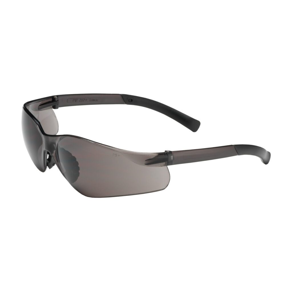PIP Bouton® Optical Zenon Z14SN™ Rimless Safety Glasses with Black Temple, Gray Lens and Anti-Scratch / Anti-Fog Coating