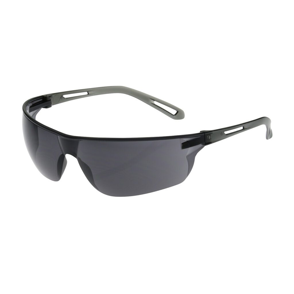 PIP Bouton® Optical Zenon Z-Lyte™ Rimless Safety Glasses with Gray Temple, Gray Lens and Anti-Scratch / Anti-Fog Coating
