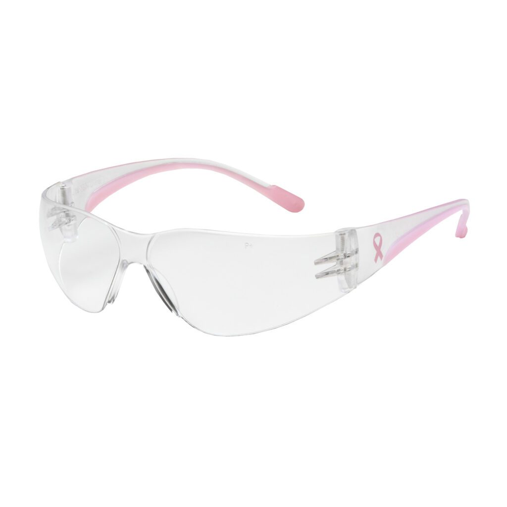PIP Bouton® Optical Eva® Petite Rimless Safety Glasses with Clear / Pink Temple, Clear Lens and Anti-Scratch / Anti-Fog Coating