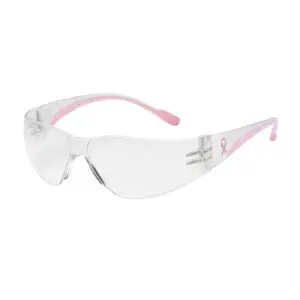 PIP Bouton® Optical Eva® Petite Rimless Safety Glasses with Clear / Pink Temple, Clear Lens and Anti-Scratch / Anti-Fog Coating