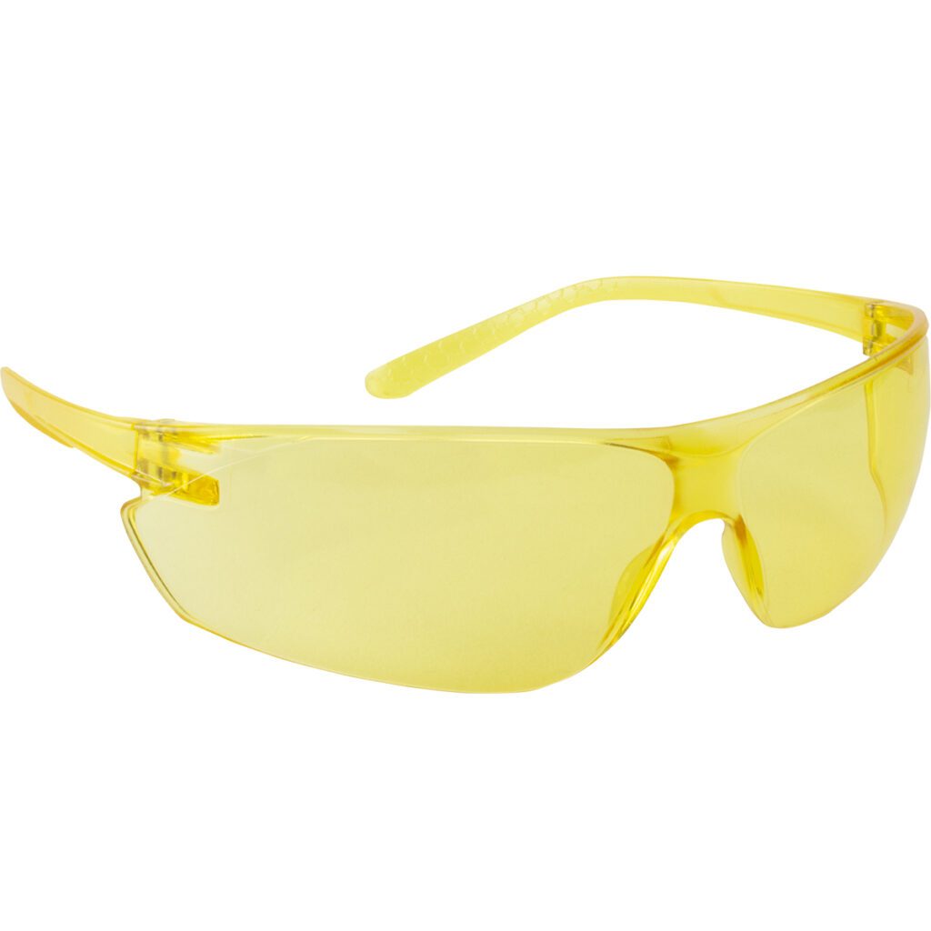 PIP Bouton® Optical Zenon Ultra-Lyte™ Rimless Safety Glasses with Amber Temple, Amber Lens and Anti-Scratch Coating