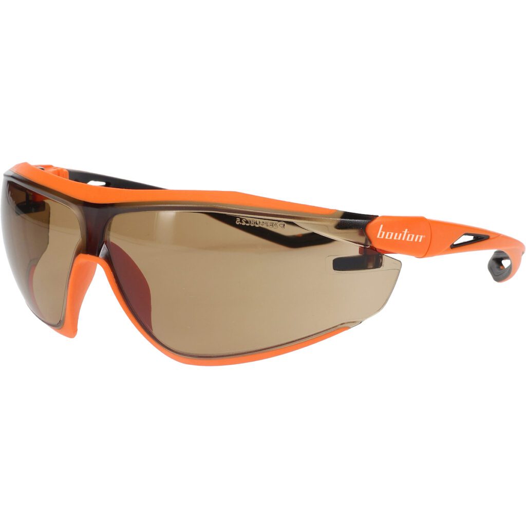 PIP Bouton® Optical ECO Series™ Bio-Based Full Frame Safety Glasses with Orange Frame, Gray Lens and Anti-Scratch / Anti-Fog Coating