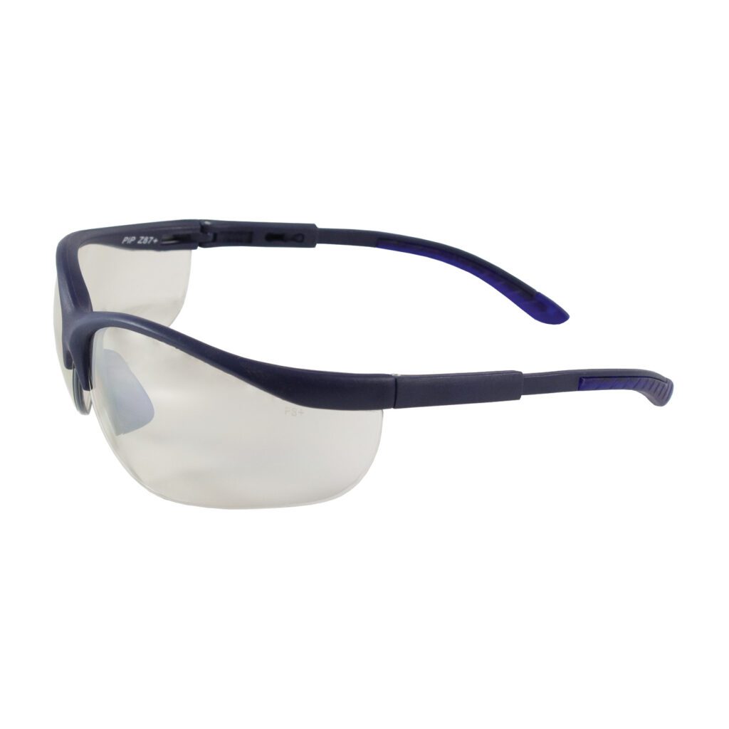 PIP Bouton® Optical Hi-Voltage AC™ Semi-Rimless Safety Glasses with Blue Frame, I/O Lens and Anti-Scratch Coating
