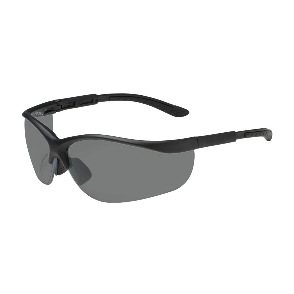 PIP Bouton® Optical Hi-Voltage AC™ Semi-Rimless Safety Glasses with Black Frame, Gray Lens and Anti-Scratch / Anti-Fog Coating