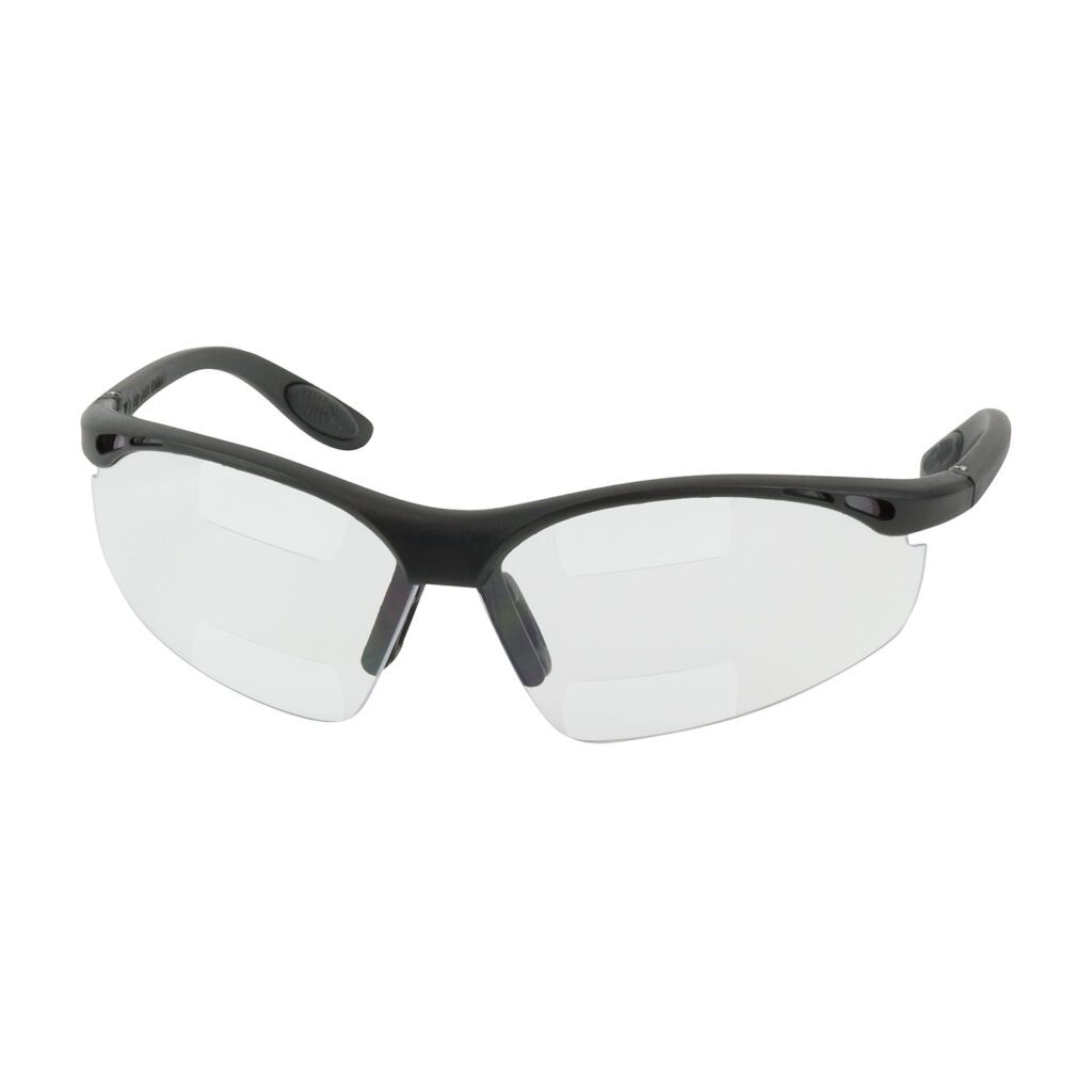 PIP Bouton® Optical Double Mag Readers™ Semi-Rimless Safety Readers with Black Frame, Clear Lens and Anti-Scratch / Anti-Fog Coating - Dual +1.50 Diopter