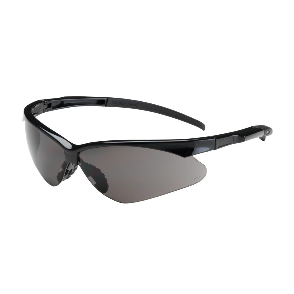 PIP Bouton® Optical Adversary™ Semi-Rimless Safety Glasses with Black Frame, Gray Lens and Anti-Scratch Coating