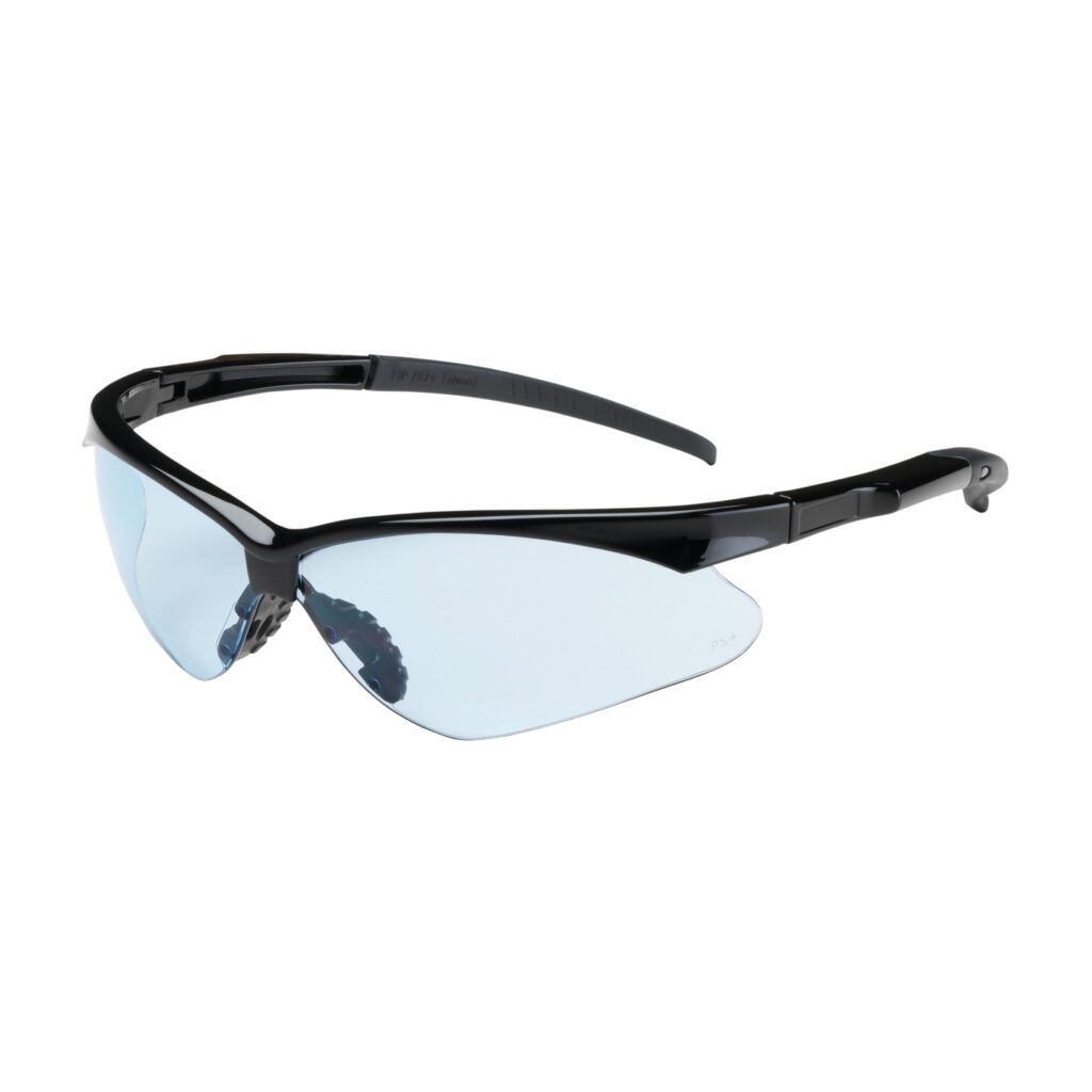 PIP Bouton® Optical Adversary™ Semi-Rimless Safety Glasses with Black Frame, Light Blue Lens and Anti-Scratch Coating
