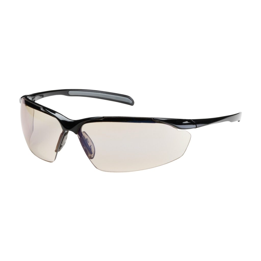 PIP Bouton® Optical Commander™ Semi-Rimless Safety Glasses with Gloss Black Frame, I/O Blue Lens and Anti-Scratch / Anti-Fog Coating