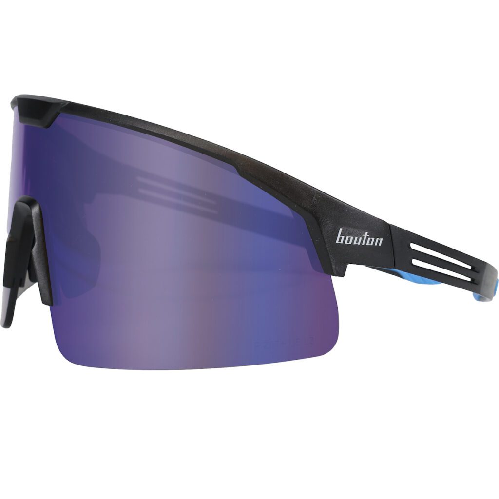 PIP Bouton® Optical Site Boss Enhanced Coverage Half-Frame Safety Glasses, with Black Temples, Blue Mirror Plus PRO Polarized High Contrast Lens, and Anti-Scratch Coating
