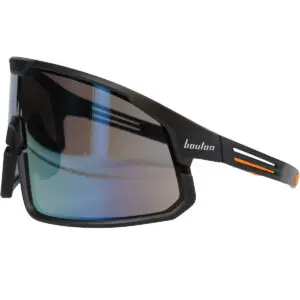 PIP Bouton® Optical Site Boss Enhanced Coverage Full Frame Safety Glasses, with Black Frame, Orange Mirror Plus PRO Lens, and Anti-Scratch Coating