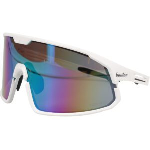 PIP Bouton® Optical Site Boss Enhanced Coverage Full Frame Safety Glasses, with White Frame, Green Mirror Plus PRO Lens, and Anti-Scratch Coating