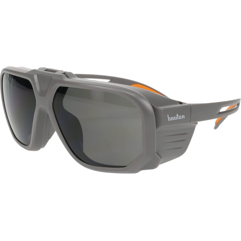 PIP Bouton® Optical Site Boss Flip-Up Safety Glasses with Gray Shade 5.0 IR Outer Lens, Gray/Orange Frame, and Anti-Scratch Coating