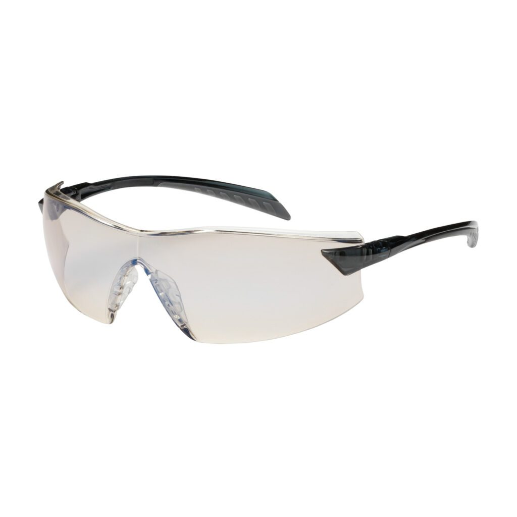 PIP Bouton® Optical Radar™ Rimless Safety Glasses with Gray Temple, I/O Blue Lens and Anti-Scratch / Anti-Fog Coating