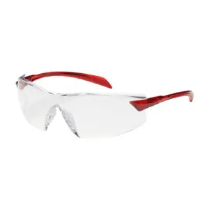 PIP Bouton® Optical Radar™ Rimless Safety Glasses with Red Temple, Clear Lens and Anti-Scratch / Anti-Fog Coating