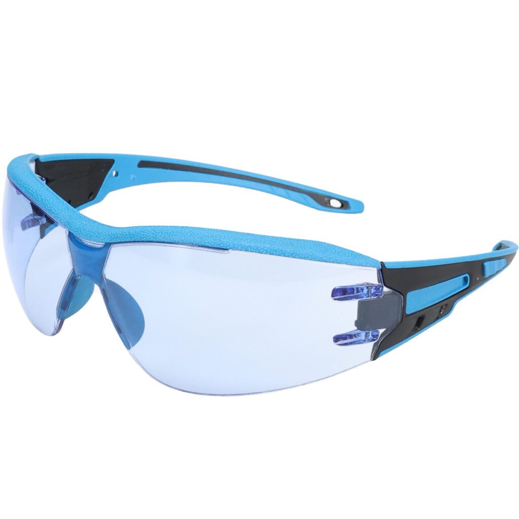 PIP Bouton® Optical Captain™ Metal Detectable Rimless Safety Glasses with Light Blue Lens and Anti-Scratch / Fogless® 3Sixty™ Coating