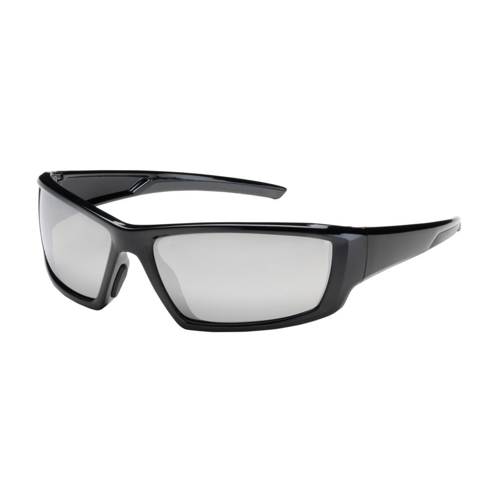 PIP Bouton® Optical Sunburst™ Full Frame Safety Glasses with Black Frame, Silver Mirror Plus Lens and Anti-Scratch / Anti-Reflective Coating